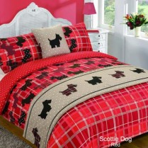 5pc Scottie Dogs RED Design Bed in a Bag Bedding DUVET QUILT COVER SET + CUSHION COVER + BED RUNNER