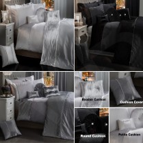 BLING CRUSHED VELVET Luxury Diamante Duvet Quilt Cover Bedding Set