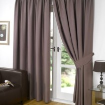 Pair of Mink Faux Silk Pencil Pleat Curtains