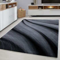 WAVES 6630 MODERN DESIGN RUG BLACK GREY SOFT LARGE LIVING ROOM 