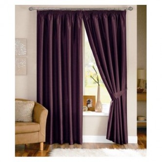 90" x 108" Drop Long Pencil Pleat Jacquard Curtains Fully Lined Purple Aubergine 
