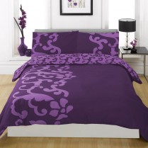 'Chelsea' Design Single Duvet Cover Set Purple/ Aubergine