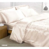 Cream Single Bed Size Satin Complete Duvet Cover Bed Set