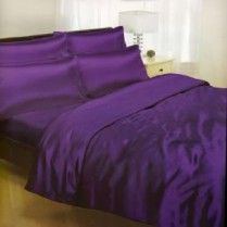 Deep Purple Single Bed Size Satin Complete Duvet Cover Bed Set
