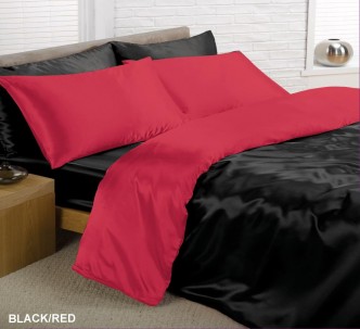 Bedspreads Black   on Reversible Black And Red King Bed Size Satin Complete Duvet Cover Bed