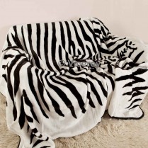 Zebra Print Large Mink Throw