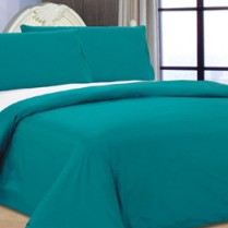 Reversible Teal/ White Duvet Cover Set