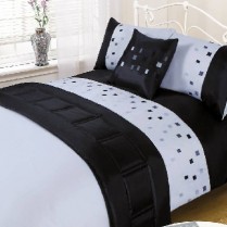5pc Domino Black Design Bed in a Bag Bedding DUVET QUILT COVER SET + CUSHION COVER + BED RUNNER