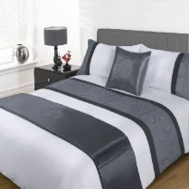 5pc Austin Silver Design Bed in a Bag Bedding DUVET QUILT COVER SET + CUSHION COVER + BED RUNNER