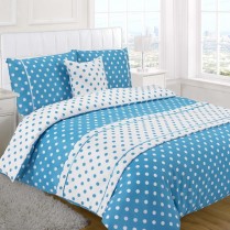 5pc Polka Dot Teal Design Bed in a Bag Bedding DUVET QUILT COVER SET + CUSHION COVER + BED RUNNER