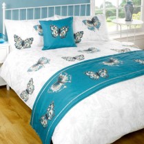 5pc Botanic Teal Design Bed in a Bag Bedding DUVET QUILT COVER SET + CUSHION COVER + BED RUNNER