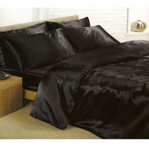 Black Single Bed Size Satin Complete Duvet Cover Bed Set