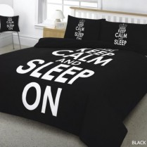 KEEP CALM Black Duvet Cover Pillow Case Bed Set