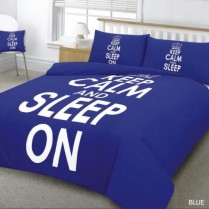 KEEP CALM Blue Duvet Cover Pillow Case Bed Set