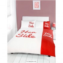 HIS AND HER SIDE DESIGN DUVET / QUILT COVER BEDDING SET - Red / White