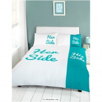 HIS AND HER SIDE DESIGN DUVET / QUILT COVER BEDDING SET - Teal / White