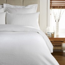 Waffle Design Bedding Duvet Cover Pillow Case Bed Set - White or Cream