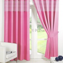 Pink Eyelet Gingham Curtains