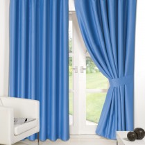 Pair of Duck Egg Blue Supersoft Blackout Thermal Curtains Ring Top / Eyelet *inc Tiebacks