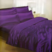 Purple/ Amethyst Double Bed Size Satin Complete Duvet Cover Bed Set