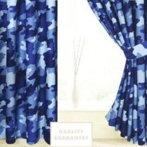 Blue Camouflage Army Curtains