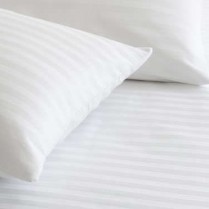 220 Thread Count Striped Fitted Sheets in WHITE