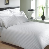 400 Thread Count White Classic Stripe Flat Sheets