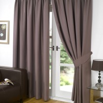 Pair of Mink Supersoft Blackout Thermal Curtains Pencil Pleat *inc Tiebacks
