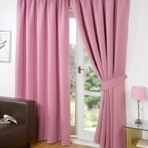 Pair of Pink Supersoft Blackout Thermal Curtains Pencil Pleat *inc Tiebacks