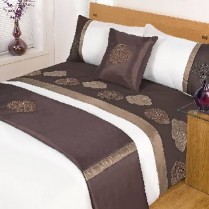 5pc Jasmine Chocolate Design Bed in a Bag Bedding DUVET QUILT COVER SET + CUSHION COVER + BED RUNNER