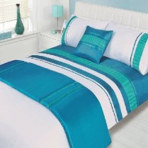 5pc Atlanta Blue Design Bed in a Bag Bedding DUVET QUILT COVER SET + CUSHION COVER + BED RUNNER