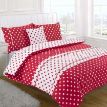 5pc Polka Dot Red Design Bed in a Bag Bedding DUVET QUILT COVER SET + CUSHION COVER + BED RUNNER