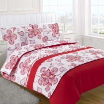 5pc Sedona Red Design Bed in a Bag Bedding DUVET QUILT COVER SET + CUSHION COVER + BED RUNNER