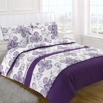 5pc Sedona Aubergine / Purple Design Bed in a Bag Bedding DUVET QUILT COVER SET + CUSHION COVER + BED RUNNER