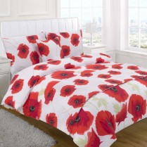 5pc Poppy Red Design Bed in a Bag Bedding DUVET QUILT COVER SET + CUSHION COVER + BED RUNNER