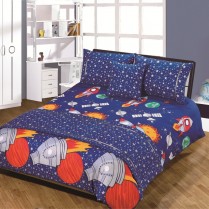 5pc Rocket Kids Design Bed in a Bag Bedding DUVET QUILT COVER SET + CUSHION COVER + BED RUNNER