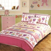 5pc Cupcake Design Bed in a Bag Bedding DUVET QUILT COVER SET + CUSHION COVER + BED RUNNER