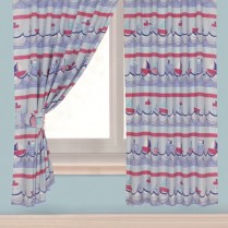 Children's Kids Pair of SAILING BOAT DESIGN CURTAINS With Matching Tie Backs By Viceroybedding