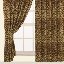 Children's Kids Pair of LEOPARD DESIGN CURTAINS With Matching Tie Backs By Viceroybedding