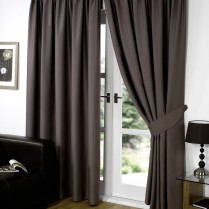 Pair of Chocolate Brown Supersoft Blackout Thermal Curtains Pencil Pleat *inc Tiebacks