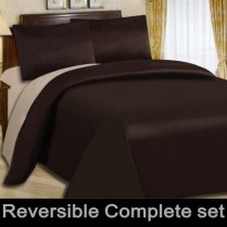 Reversible Chocolate Brown / Latte Duvet Cover Set