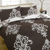 Savoy Chocolate Brown / White Duvet Quilt Cover & Pillow Cases Bedding Set