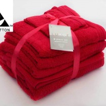 Red 6 Piece 650gsm Egyptian Cotton Towel Bale
